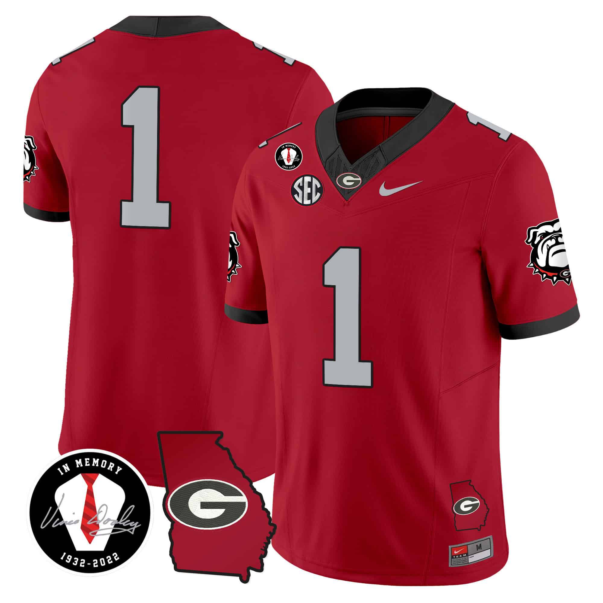 Men Georgia Bulldogs 1 No Name Red 2024 Nike Vapor NCAA Jersey